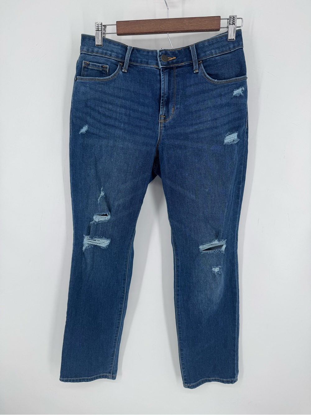 Old Navy Women's Mid Rise Power Slim Straight Denim Jeans Minimal Size 10 Short